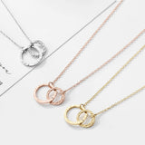 Stainless Steel Double Circle Pendant Necklace for Women