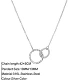 Stainless Steel Double Circle Pendant Necklace for Women