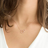 Stainless Steel Double Circle Pendant Necklace for Women