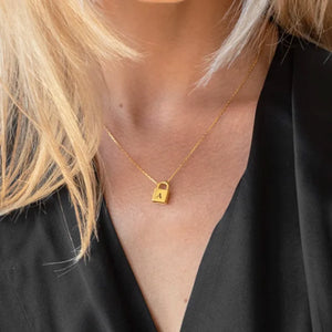 Women's Stainless Steel Letter Necklace Lock Pendant