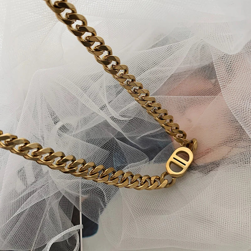 Stainless Steel Chain Texture Choker Necklace Party Gift