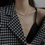 Stainless Steel Chain Texture Choker Necklace Party Gift