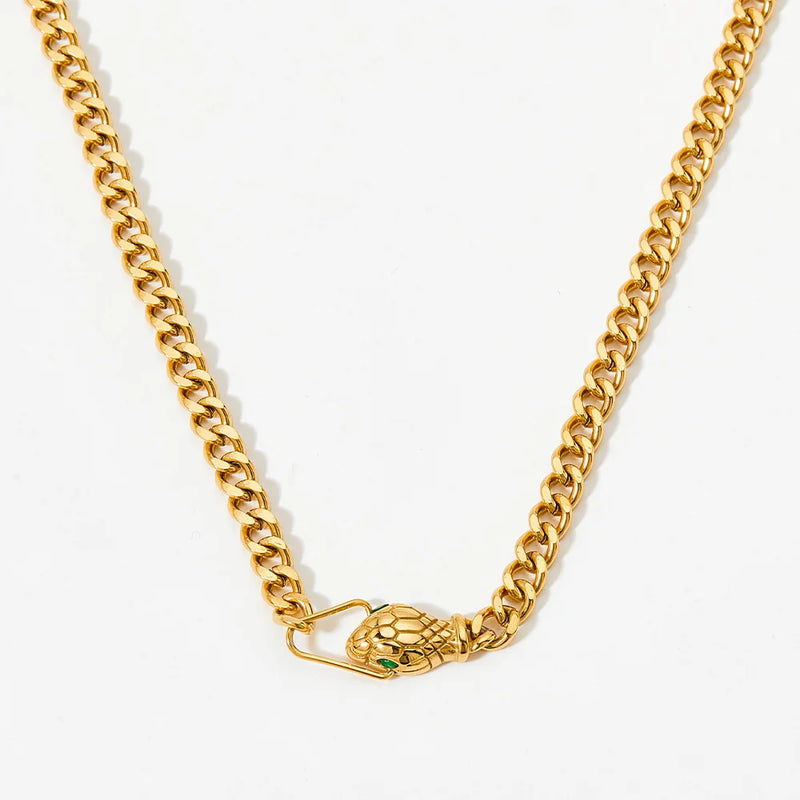 Stainless Steel Snake Head Charm Necklace Bracelet
