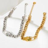 Stainless Steel Snake Head Charm Necklace Bracelet