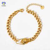 Stainless Steel Snake Head Charm Necklace Bracelet