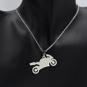 Stainless Steel Motorcycle Pendant Necklace Biker Rock Jewelry