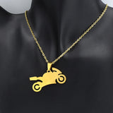 Stainless Steel Motorcycle Pendant Necklace Biker Rock Jewelry