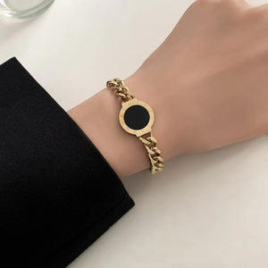 Roman Numerals Shell Charm Chain Bracelet Women