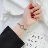 Roman Numerals Shell Charm Chain Bracelet Women