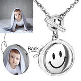 Stainless Steel Smile Face OT Button Necklace