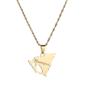 Nicaragua Map Pendant Necklace for Women