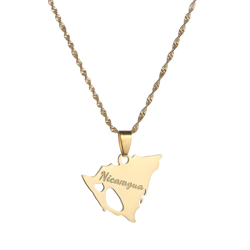 Nicaragua Map Pendant Necklace for Women
