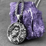Stainless Steel Vikings Lion Necklace Men Punk Biker Pendant Chain Jewelry