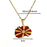 North Macedonia Map Flag Pendant Necklace Enamel Chain Jewelry
