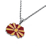 North Macedonia Map Flag Pendant Necklace Enamel Chain Jewelry