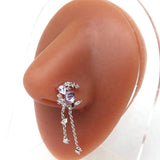 Butterfly Nose Ring Long Dangle Stainless Steel Body Piercing Jewelry