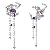 Butterfly Nose Ring Long Dangle Stainless Steel Body Piercing Jewelry