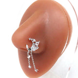 Butterfly Nose Ring Long Dangle Stainless Steel Body Piercing Jewelry