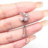 Butterfly Nose Ring Long Dangle Stainless Steel Body Piercing Jewelry