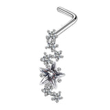 Butterfly Nose Ring Long Dangle Stainless Steel Body Piercing Jewelry