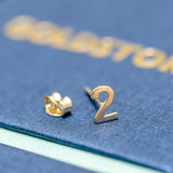 Stainless Steel Number Earrings, Personalized Number Studs