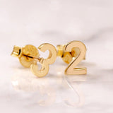 Stainless Steel Number Earrings, Personalized Number Studs