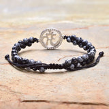 Stainless Steel OM Bracelet 4mm Natural Stone Beads Charm Braided Bracelet