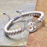 Stainless Steel OM Bracelet 4mm Natural Stone Beads Charm Braided Bracelet