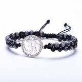 Stainless Steel OM Bracelet 4mm Natural Stone Beads Charm Braided Bracelet