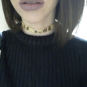 Stainless Steel Old English Letter Necklace Name Choker