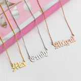 Old English Name Necklace, Personalized Gothic Initial Jewelry