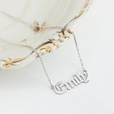 Old English Name Necklace, Personalized Gothic Initial Jewelry