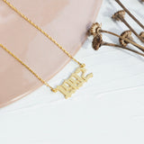 Old English Birth Year Necklace, Number Pendant, Christmas Jewelry