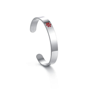 Stainless Steel Medical Logo Cuff Bangle Bracelet 10mm