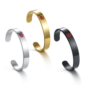 Stainless Steel Medical Logo Cuff Bangle Bracelet 10mm