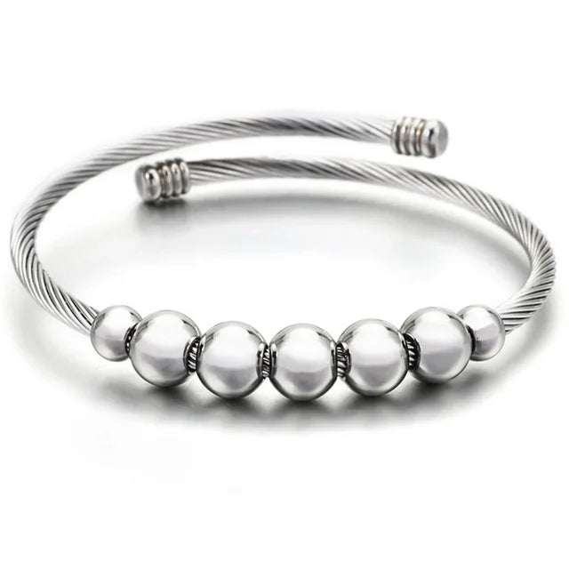 Stainless Steel Cable Wire Bracelet Silver Plated Famous Jewelry Cuff Bangle