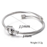 Stainless Steel Cable Wire Bracelet Silver Plated Famous Jewelry Cuff Bangle