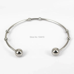 Stainless Steel Open Cuff Bangle Bracelet with Double Round Ball Findings