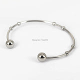 Stainless Steel Open Cuff Bangle Bracelet with Double Round Ball Findings
