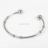 Stainless Steel Open Cuff Bangle Bracelet with Double Round Ball Findings