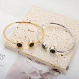 Open Cuff Bangle Roman Numeral Charm Bracelet for Women