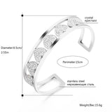 Open Cuff Bracelet Bangle Colorful Rhinestone Heart Jewelry