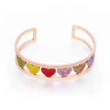 Open Cuff Bracelet Bangle Colorful Rhinestone Heart Jewelry