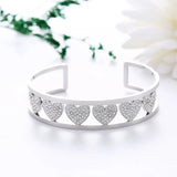 Open Cuff Bracelet Bangle Colorful Rhinestone Heart Jewelry