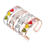 Open Cuff Bracelet Bangle Colorful Rhinestone Heart Jewelry