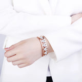 Open Cuff Bracelet Bangle Colorful Rhinestone Heart Jewelry