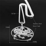 Stainless Steel Dragon Necklace Pendant Silver Symbol Of Dracula Chain Jewelry