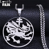Stainless Steel Dragon Necklace Pendant Silver Symbol Of Dracula Chain Jewelry