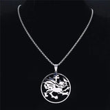 Stainless Steel Dragon Necklace Pendant Silver Symbol Of Dracula Chain Jewelry