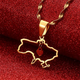 Ukraine Heart Flag Pendant Necklace Ukrainian Jewelry